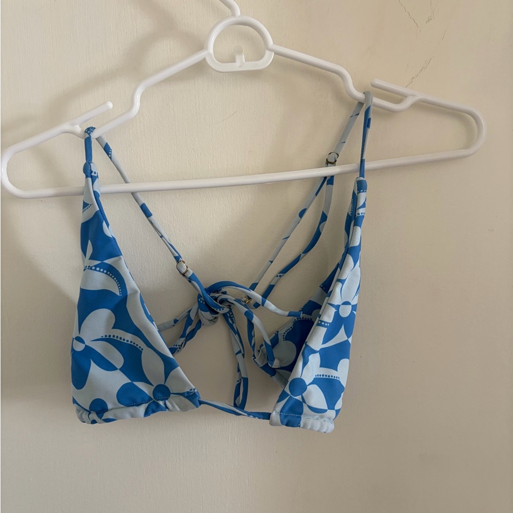 Skatie Blue and White Floral Bikini Top